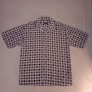 Mench Platinum Men's Brown and White Grid Design Shirt